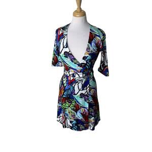 ROBERT GRAHAM Silk Blend Printed Wrap Dress Size 4